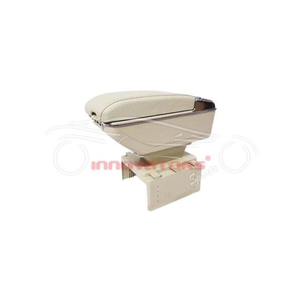 Car Universal Arm Rest 6 USB Beige Chrome - Center Console Storage Box Center Console Elbow Rest Arm Holder