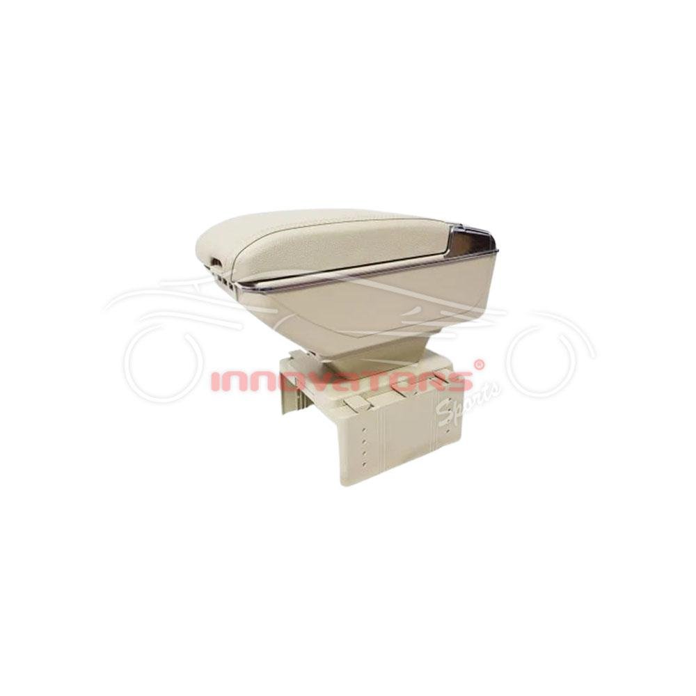 Car Universal Arm Rest 6 USB Beige Chrome - Center Console Storage Box Center Console Elbow Rest Arm Holder