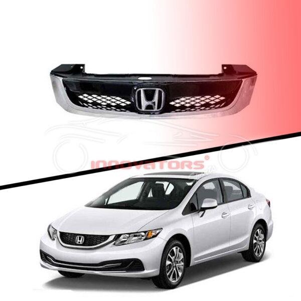 Honda Civic Front Glossy Black Chrome Grille - Model 2012-2016