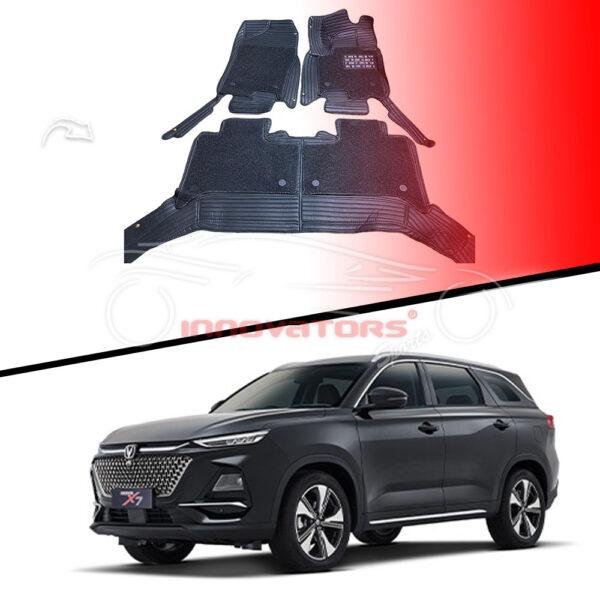 Changan Oshan X7 9D Floor Mats Horizontal Stitch Black With Black Grass 2021-2022