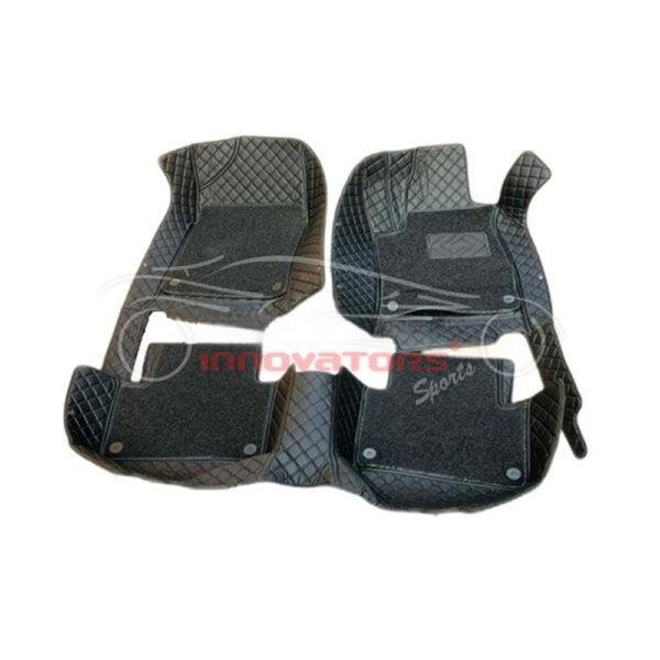 Honda Civic 9D Diamond Floor Mats Black with Black Grass 2016-2021
