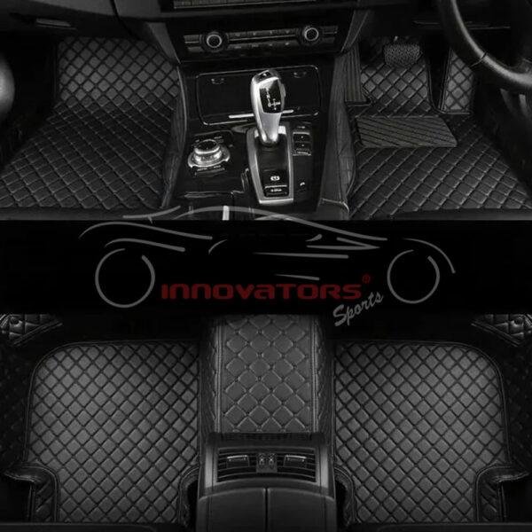 Honda Fit 7D Diamond Floor Mats Black with Black Stitch 2013-2018