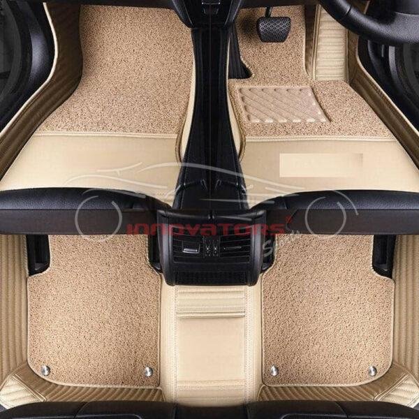 Hyundai Sonata 9D Floor Mats Horizontal Stitch Beige With Beige Grass 2021-2023