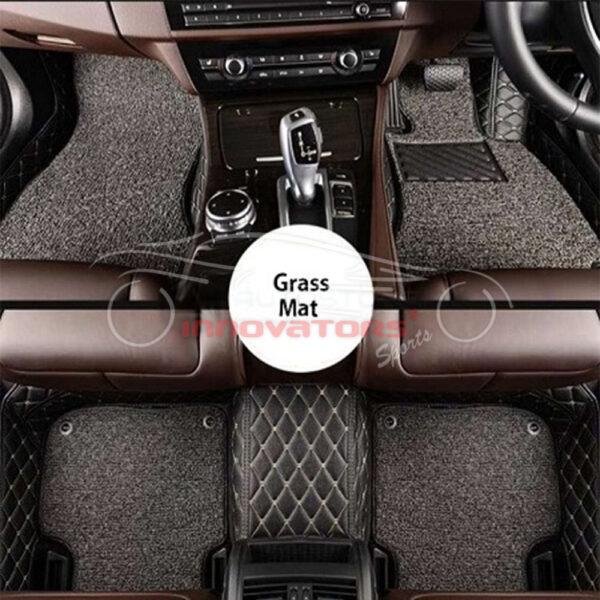 KIA Sportage 9D Diamond Floor Mats Black Grey Stitch With Grey Grass 2019-2021