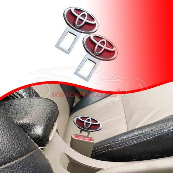 Metal Silver Red-Car-Safety-Belt-Buckle