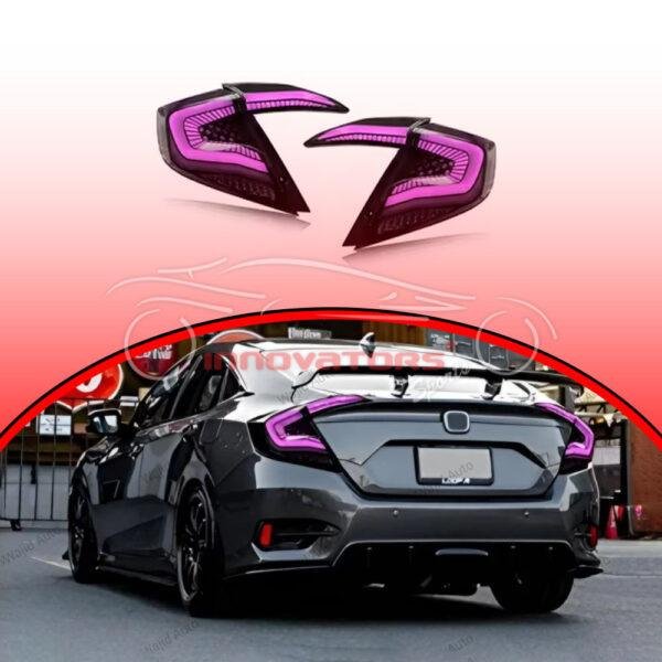 Honda Civic RGB Rear Lamps Tail Lights Snake Style 2016–2021