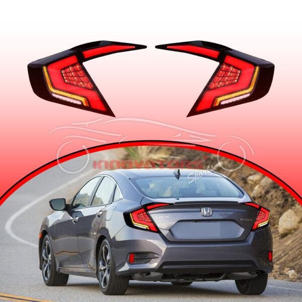 Honda Civic Rear Lamp Audi Style Smoked 2016-2020