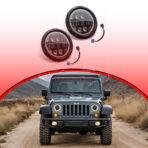 LED Round Light Projector Headlights Headlamps With Neon Ring
