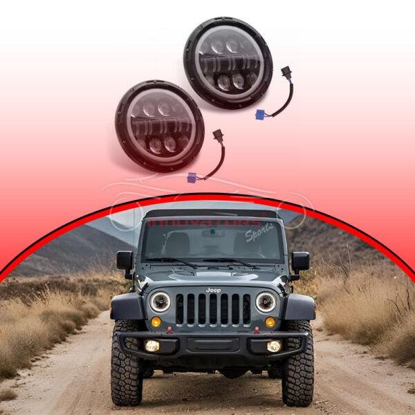 LED Round Light Projector Headlights Headlamps With Neon Ring