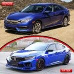 Honda Civic New FC RS Style Body kit Front And Back Bumper 2016-2021