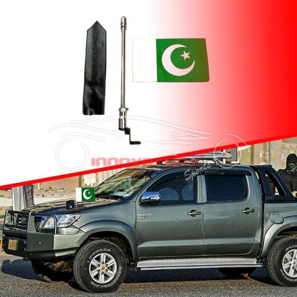 Front Universal Car Metal Flag Rod With Black Cover