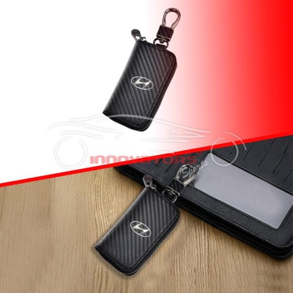 Hyundai Leather Key Cover Pouch Key Fob Pouch with Zipper