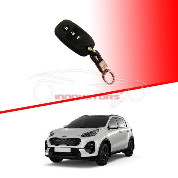 KIA Sportage Carbon Key Case With Leather Key Chain 2019-2025