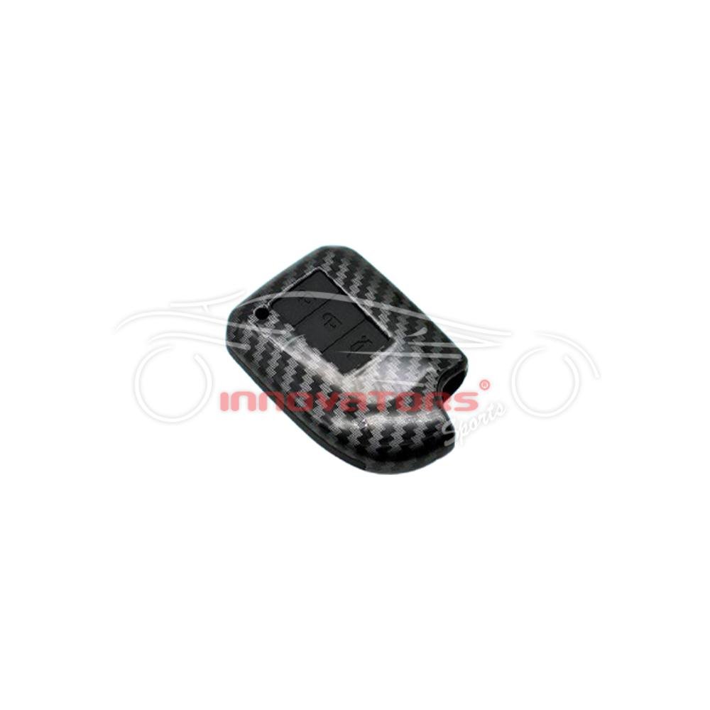 Toyota Yaris Plastic Key Cover PVC 3 Buttons 2020-2021 - Carbon Fiber With Black