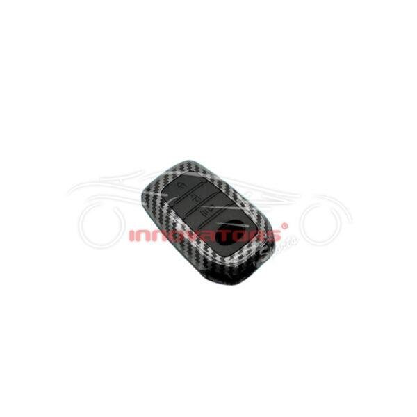 Toyota Hilux Revo-Rocco Plastic Key Cover PVC 3 Buttons - Carbon Fiber With Black