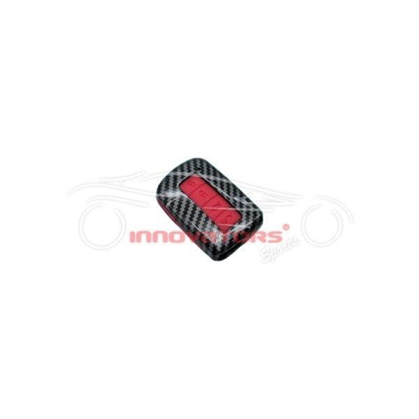Toyota Corolla Grande Plastic Key Cover PVC 4 Buttons 2017-2021 -Carbon Fiber With Red