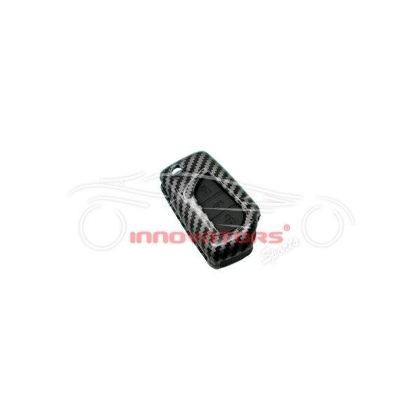 Toyota Corolla Jack Knife Plastic Key Cover PVC 3 Buttons 2015-2016 - Carbon Fiber With Black
