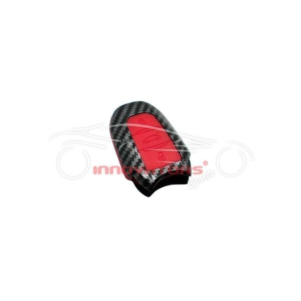 Peugeot 2008 Plastic Key Cover PVC 3 Buttons 2022-2024 - Carbon Fiber With Red