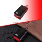 Hyundai Zipper Key Cover Pouch Carbon Fiber With Keychain Ring