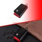 Peugeot Zipper Key Cover Pouch Carbon Fiber With Keychain Ring