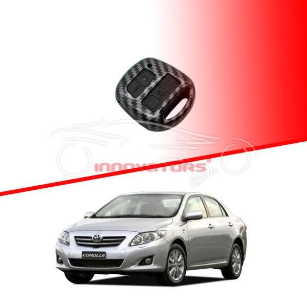 Toyota Corolla Plastic Key Cover PVC 3 Buttons 2006-2008 - Carbon Fiber With Black