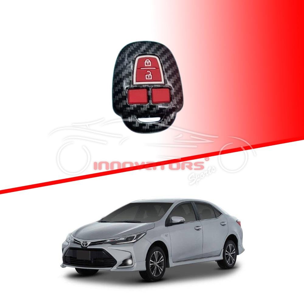 Toyota Corolla- Plastic Protection Key Cover Carbon Fiber With Red PVC 2 Buttons