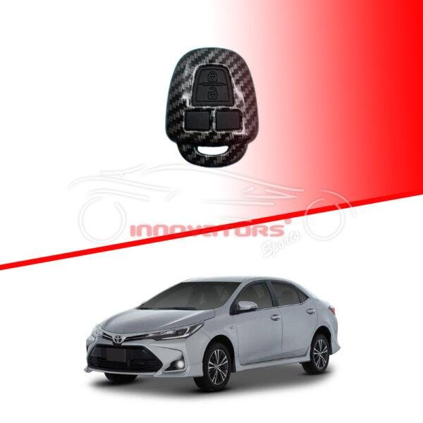 Toyota Corolla-Plastic Protection Key Cover Carbon Fiber With black PVC 2 Buttons