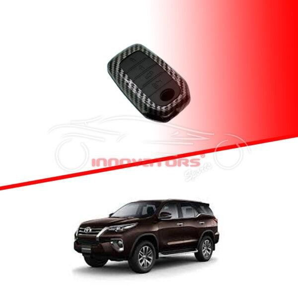 Toyota Fortuner Plastic Protection Key Cover Carbon Fiber With Black PVC 4 Buttons