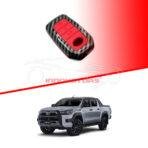 Toyota Hilux Revo-Rocco Plastic Key Cover PVC 3 Buttons - Carbon Fiber With Red