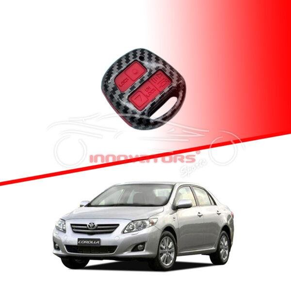 Toyota Corolla Plastic Key Cover 3 Buttons 2006-2008 - Carbon Fiber With Red