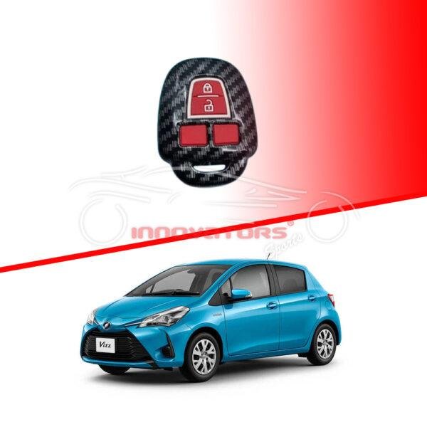 Toyota Vitz Plastic Protection Key Cover Carbon Fiber With Red PVC 2 Buttons