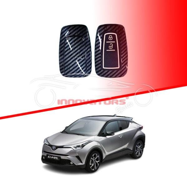 Toyota CHR Plastic Key Cover PVC 2 Button 2017-2018 - Carbon Fiber With Black