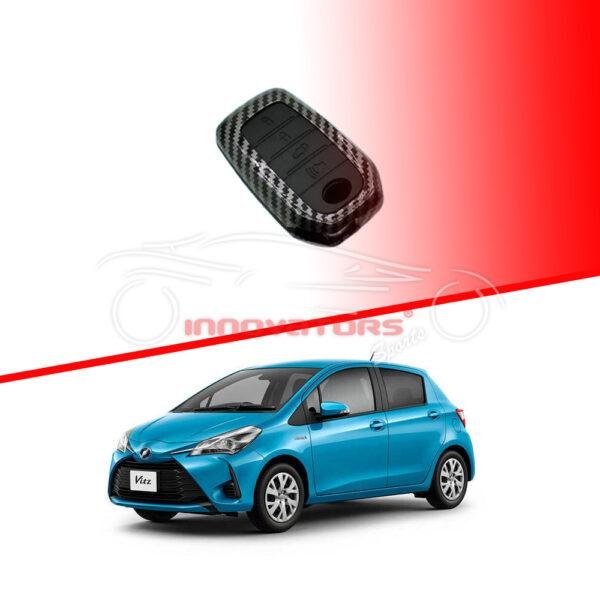 Toyota Vitz Plastic Protection Key Cover Carbon Fiber With black PVC 2 Buttons