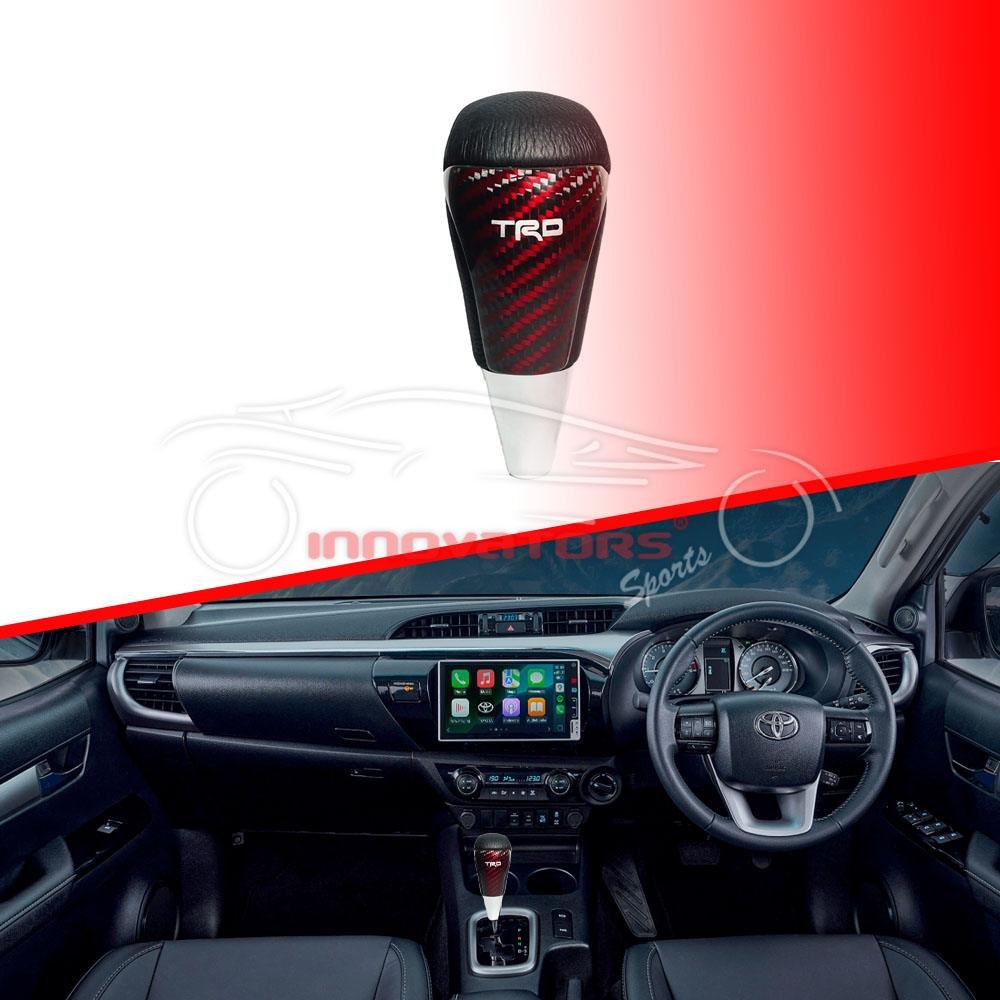 Toyota TRD Gear Knob Shifter Red Carbon Fiber With Black Leather